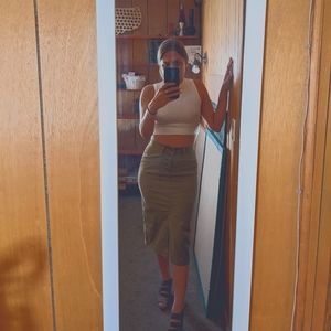 Anthropologie Green Utility Skirt
